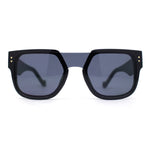 Unique Exposed Shield Lens Bridge Retro Horn Rim Sunglasses