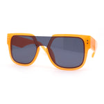 Unique Exposed Shield Lens Bridge Retro Horn Rim Sunglasses