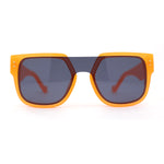 Unique Exposed Shield Lens Bridge Retro Horn Rim Sunglasses