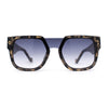 Unique Exposed Shield Lens Bridge Retro Horn Rim Sunglasses