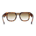 Unique Exposed Shield Lens Bridge Retro Horn Rim Sunglasses