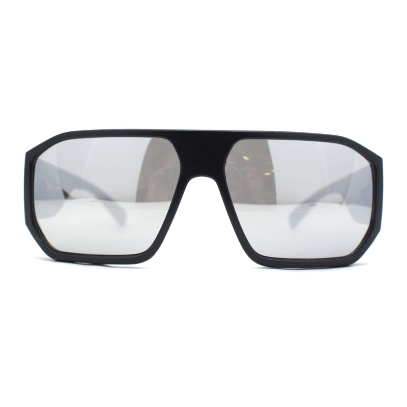 Locs Mirrored Squared Thick Mid Temple Racer Flat Top Sunglasses