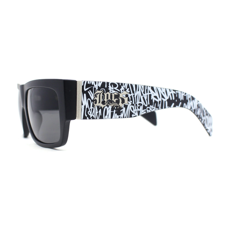 Locs Hardcore Large Tagging Graffiti Thick Arm Horn Rim Mad Dog Sunglasses