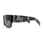 Locs Hardcore Pot Leaf Camo Print Thick Arm Horn Rim Mad Dog Sunglasses