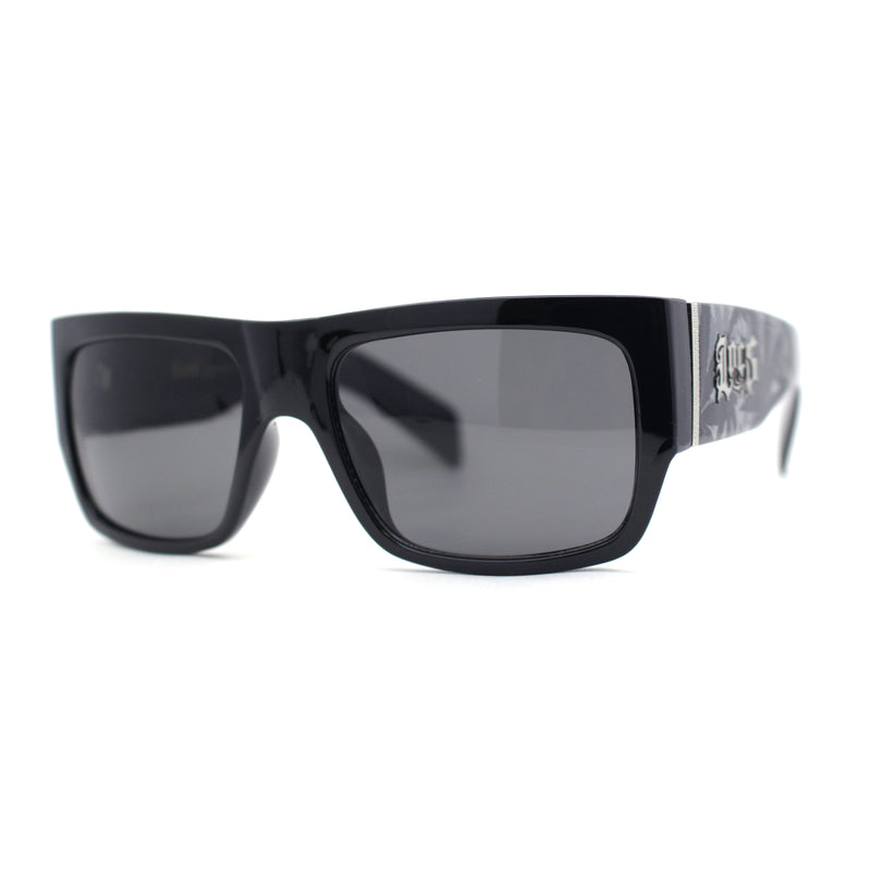 Locs Hardcore Pot Leaf Camo Print Thick Arm Horn Rim Mad Dog Sunglasses