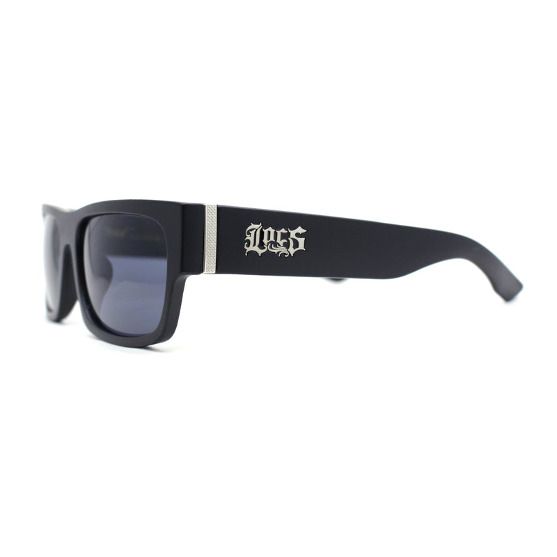Locs Classic Thick Temple Narrow Horn Rim Gangster All Black Sunglasses