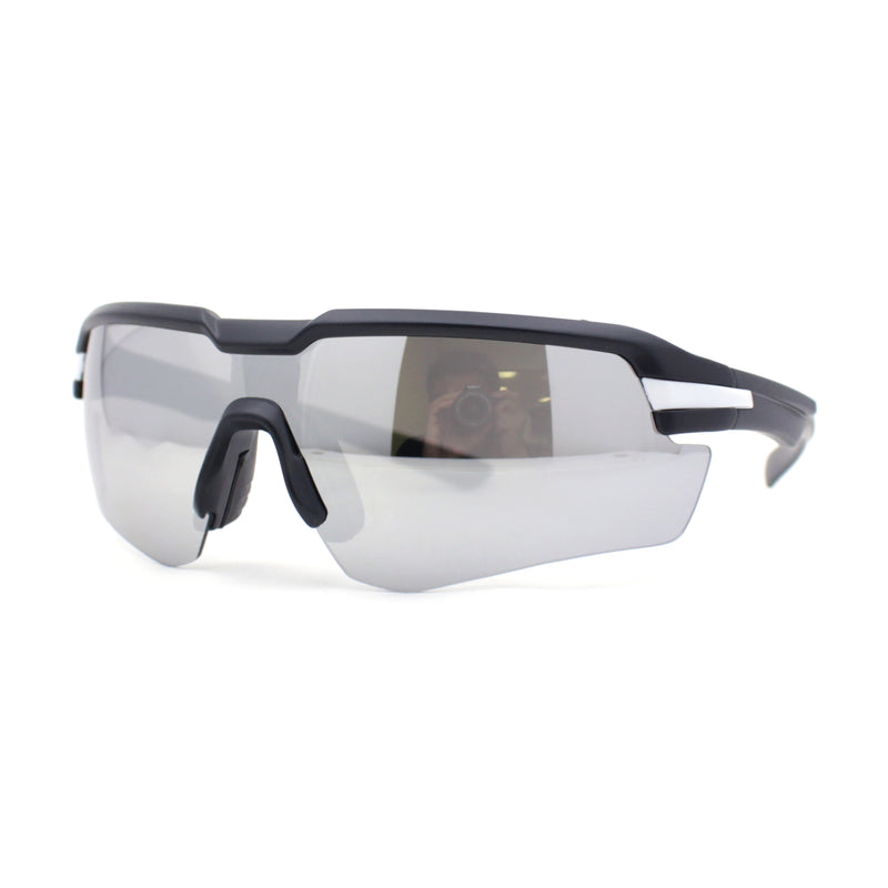 Mens Color Mirror Retro Futurism Half Rim Wrap Sport Sunglasses