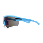 Mens Color Mirror Retro Futurism Half Rim Wrap Sport Sunglasses