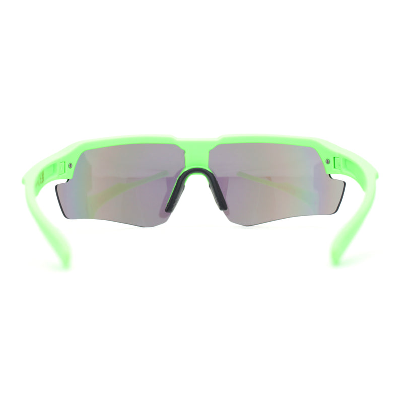 Mens Color Mirror Retro Futurism Half Rim Wrap Sport Sunglasses