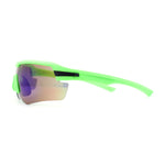 Mens Color Mirror Retro Futurism Half Rim Wrap Sport Sunglasses