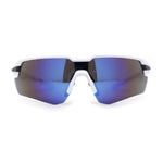 Mens Color Mirror Retro Futurism Half Rim Wrap Sport Sunglasses