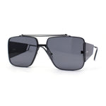 Luxurious Rectangle Flat Top Bridge Racer Metal Rim Officer Sunglasses