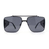 Luxurious Rectangle Flat Top Bridge Racer Metal Rim Officer Sunglasses