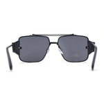 Luxurious Rectangle Flat Top Bridge Racer Metal Rim Officer Sunglasses