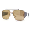 Luxurious Rectangle Flat Top Bridge Racer Metal Rim Officer Sunglasses