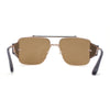 Luxurious Rectangle Flat Top Bridge Racer Metal Rim Officer Sunglasses