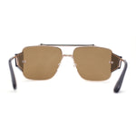 Luxurious Rectangle Flat Top Bridge Racer Metal Rim Officer Sunglasses