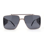 Luxurious Rectangle Flat Top Bridge Racer Metal Rim Officer Sunglasses