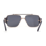 Luxurious Rectangle Flat Top Bridge Racer Metal Rim Officer Sunglasses