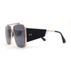 Luxurious Rectangle Flat Top Bridge Racer Metal Rim Officer Sunglasses