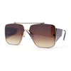 Luxurious Rectangle Flat Top Bridge Racer Metal Rim Officer Sunglasses