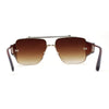 Luxurious Rectangle Flat Top Bridge Racer Metal Rim Officer Sunglasses