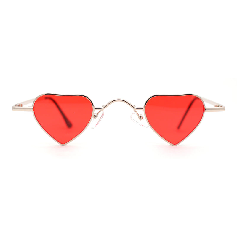 Ditzy Small Heart Shape Dazed Hippie Metal Rim Sunglasses