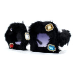 Super Funky Masquerade Fur Jewel Brooch Octagon Plastic Sunglasses