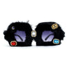 Super Funky Masquerade Fur Jewel Brooch Octagon Plastic Sunglasses