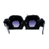 Super Funky Masquerade Fur Jewel Brooch Octagon Plastic Sunglasses