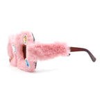 Super Funky Masquerade Fur Jewel Brooch Octagon Plastic Sunglasses