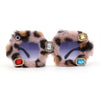 Super Funky Masquerade Fur Jewel Brooch Octagon Plastic Sunglasses