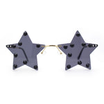 Rhinestone Studded Rimless Star Shape Hippie Color Sunglasses