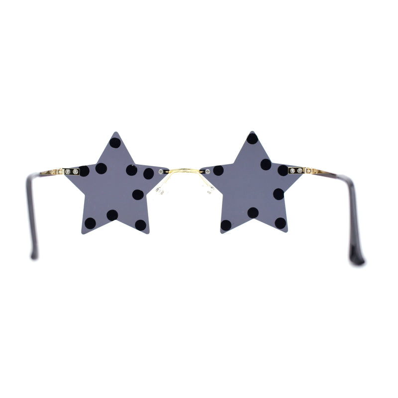 Rhinestone Studded Rimless Star Shape Hippie Color Sunglasses