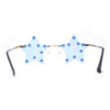 Rhinestone Studded Rimless Star Shape Hippie Color Sunglasses