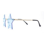 Rhinestone Studded Rimless Star Shape Hippie Color Sunglasses