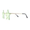 Rhinestone Studded Rimless Star Shape Hippie Color Sunglasses