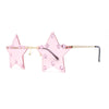 Rhinestone Studded Rimless Star Shape Hippie Color Sunglasses