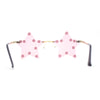 Rhinestone Studded Rimless Star Shape Hippie Color Sunglasses