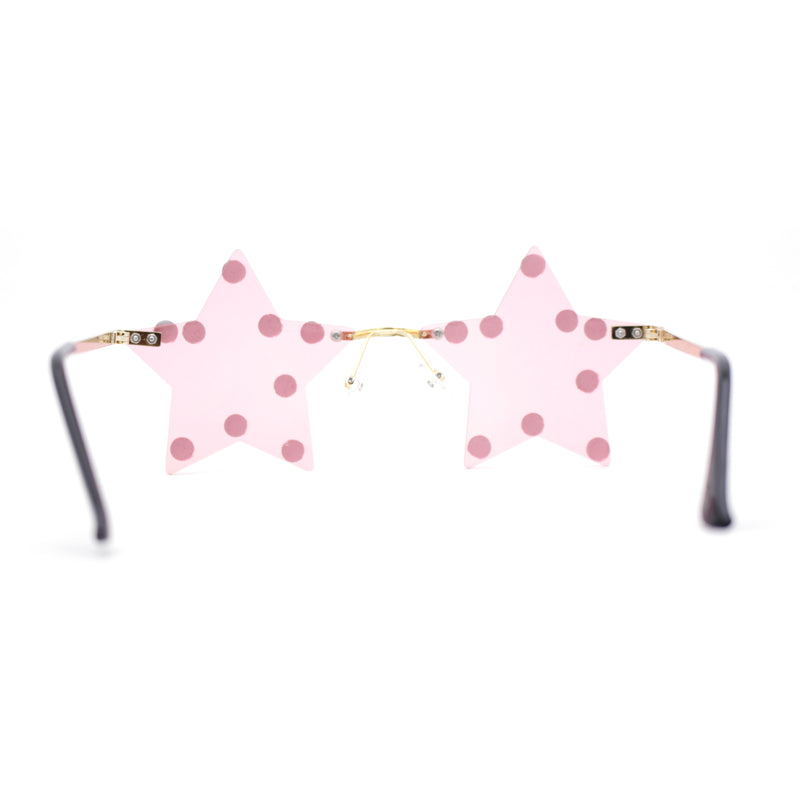 Rhinestone Studded Rimless Star Shape Hippie Color Sunglasses