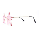 Rhinestone Studded Rimless Star Shape Hippie Color Sunglasses