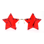 Rhinestone Studded Rimless Star Shape Hippie Color Sunglasses