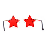 Rhinestone Studded Rimless Star Shape Hippie Color Sunglasses