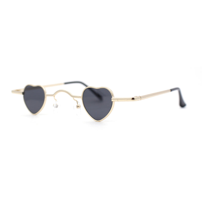 Tiny Heart Shape Pop Hippie Color Metal Rim Sunglasses