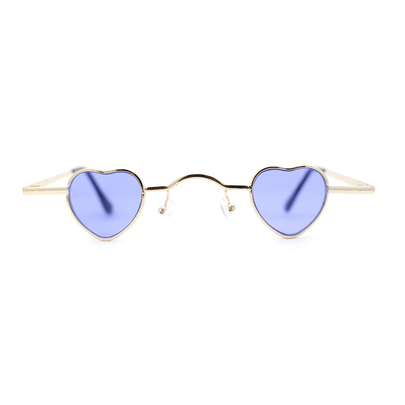 Tiny Heart Shape Pop Hippie Color Metal Rim Sunglasses