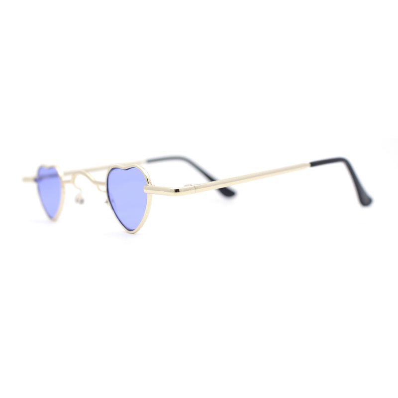 Tiny Heart Shape Pop Hippie Color Metal Rim Sunglasses