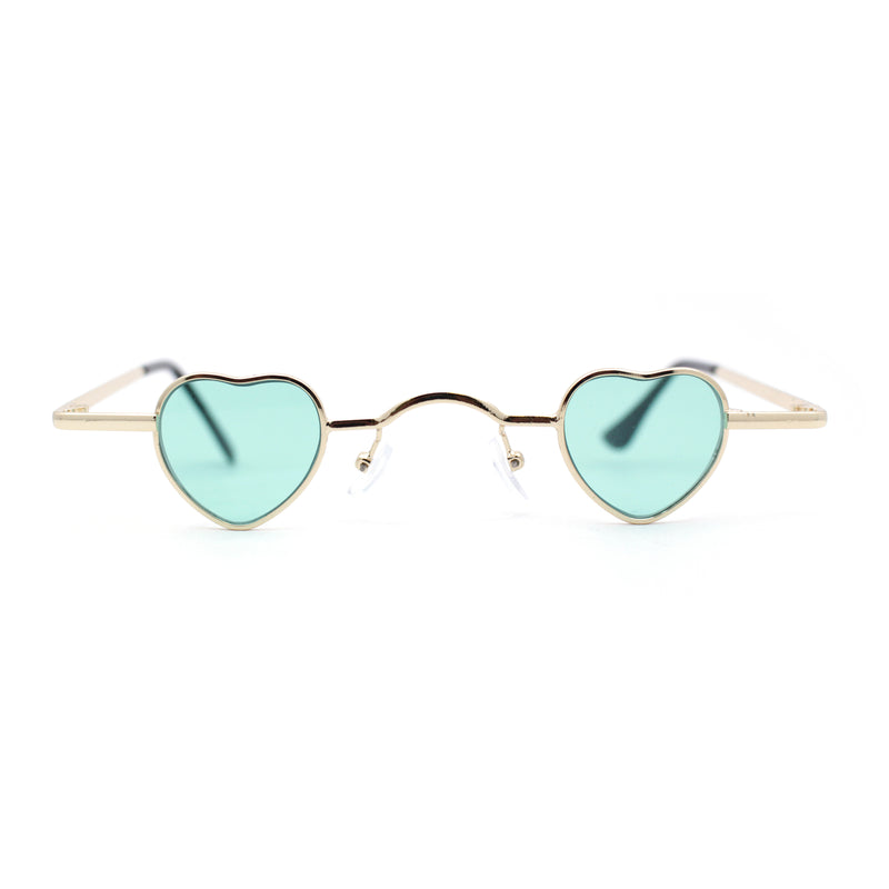 Tiny Heart Shape Pop Hippie Color Metal Rim Sunglasses