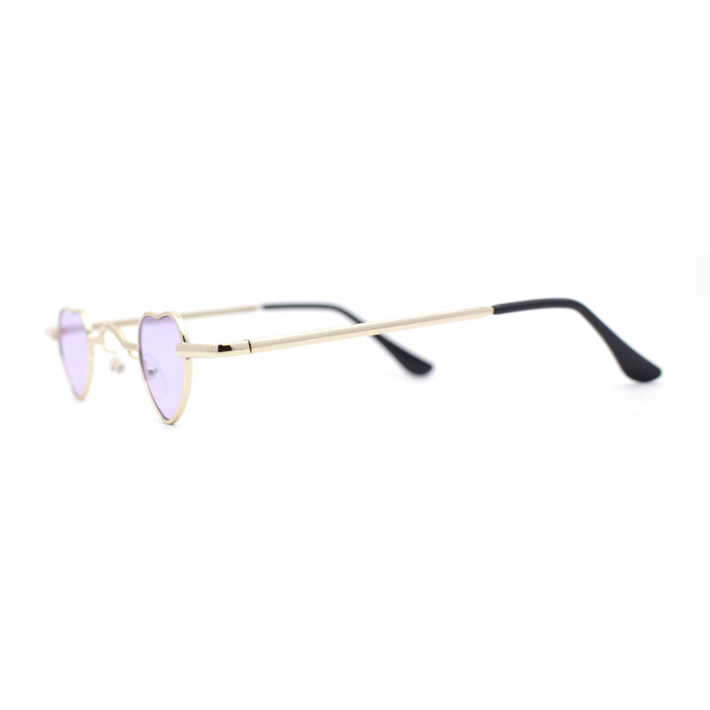 Tiny Heart Shape Pop Hippie Color Metal Rim Sunglasses