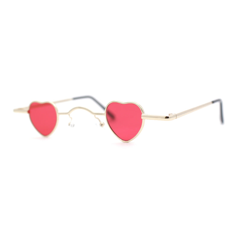 Tiny Heart Shape Pop Hippie Color Metal Rim Sunglasses