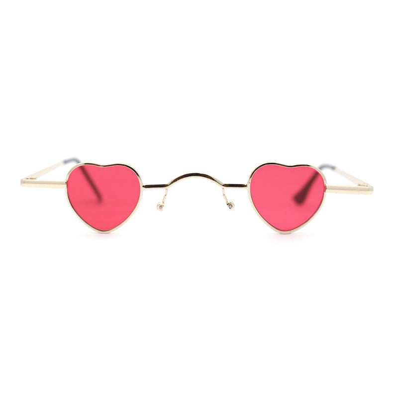 Tiny Heart Shape Pop Hippie Color Metal Rim Sunglasses